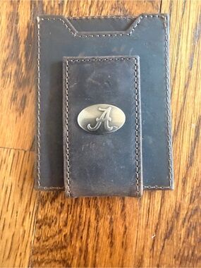 University of Alabama collegiate Zep-Pro brown leather wallet magnetic button